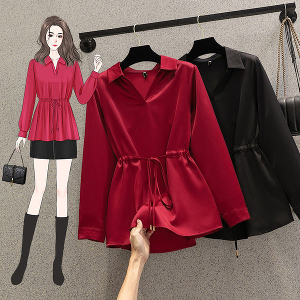 Plus Size Waist Tie Blouse