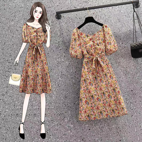 Plus Size Korean Floral Dress