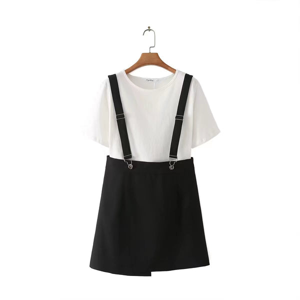 Plus Size Black Suspender Skirt