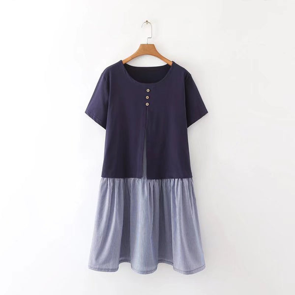 Plus Size Mock 2 Piece Stripes Dress