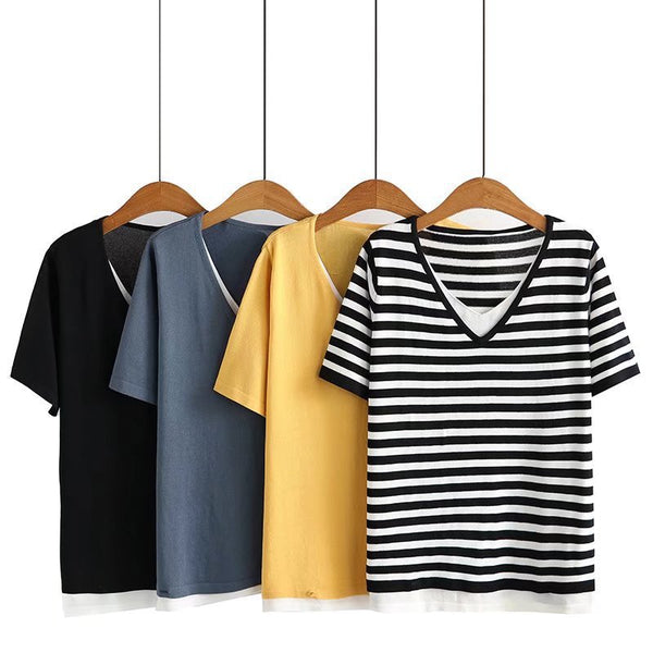 Plus Size Layer V Neck Blouse