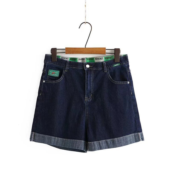 Plus Size Denim Cuffed Shorts