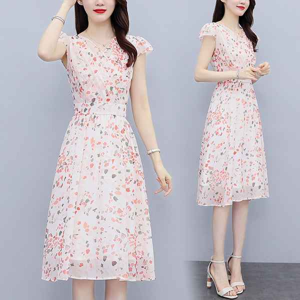 Plus Size Wrap Chiffon Shapes Dress