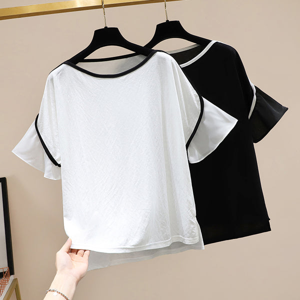 Plus Size Monochrome Bell Sleeve Top