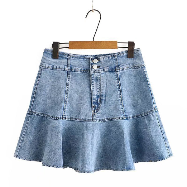 Plus Size Denim Mermaid Mini Skirt