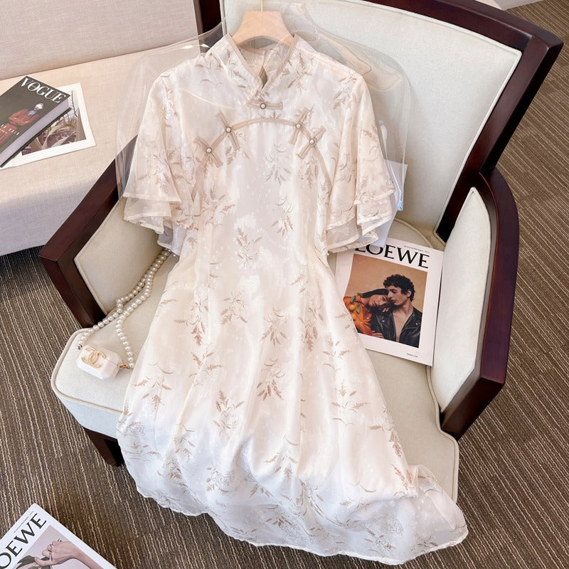 Plus Size White Floral Cheongsam Dress Pluspreorder