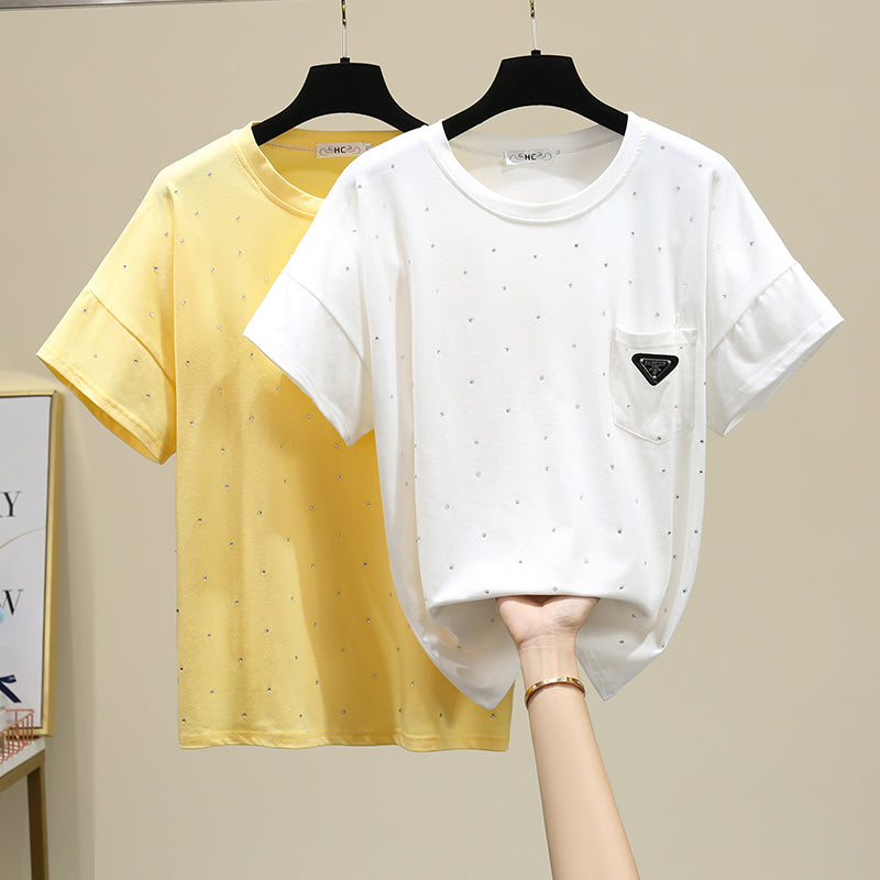 Plus Size Embellished Triangle Logo T Shirt