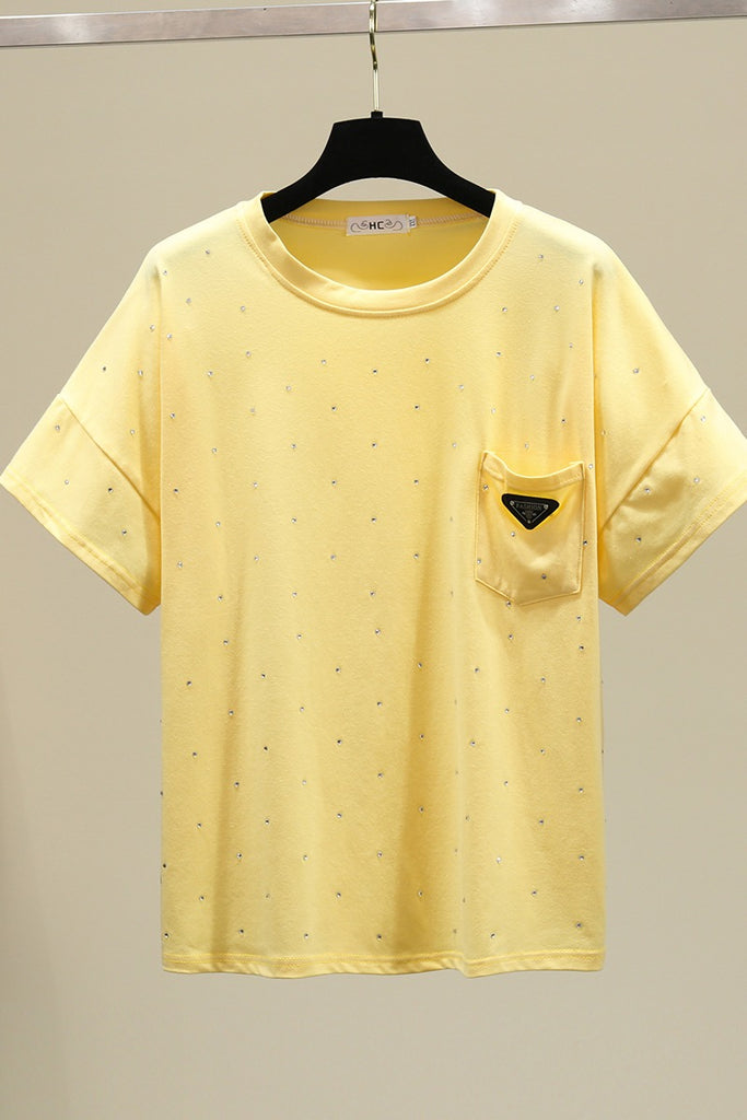 Plus Size Embellished Triangle Logo T Shirt Pluspreorder