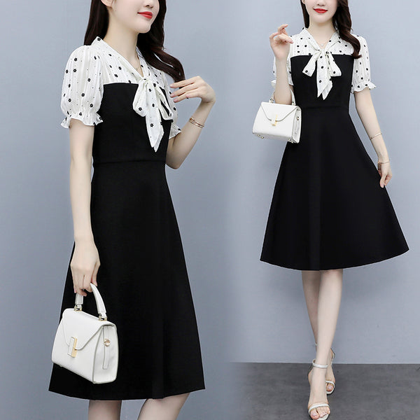 Plus Size Polka Dots Pussybow Dress