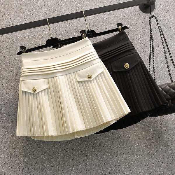Plus Size Korean Pleat Mini Skirt