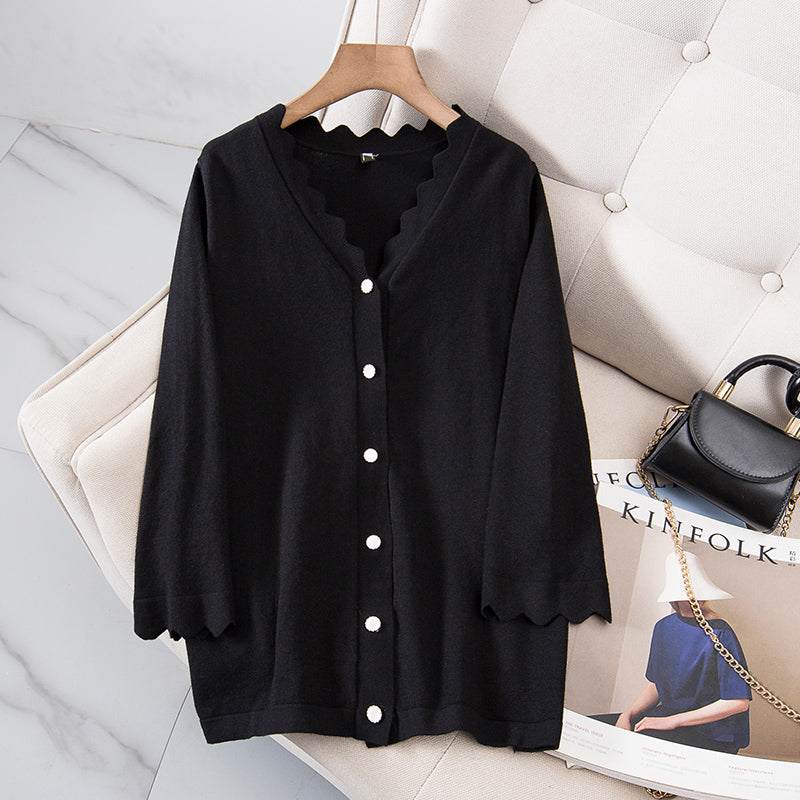Plus Size Scallop Buttons Top – Pluspreorder