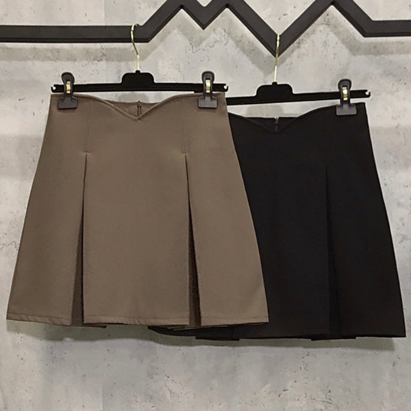 Plus Size Pleat A Line Korean Mini Skirt