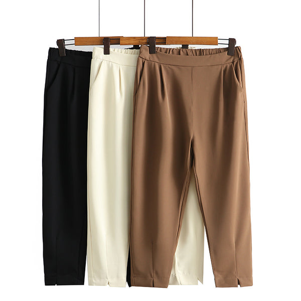 Plus Size Slit Front Trousers