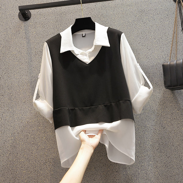Plus Size Colourblock Shirt