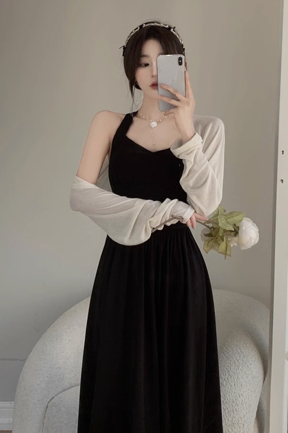 brandy melville halter dress Plus Size Cream Crop Cardigan Vintage Halter Dress Set – Pluspreorder