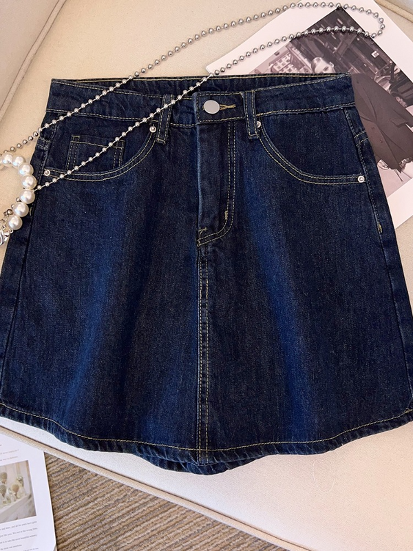 Plus Size Denim A Line Skorts