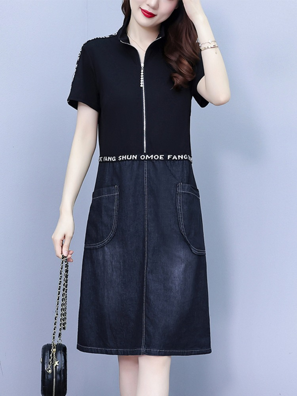 Plus Size Denim Layer Shirt Dress