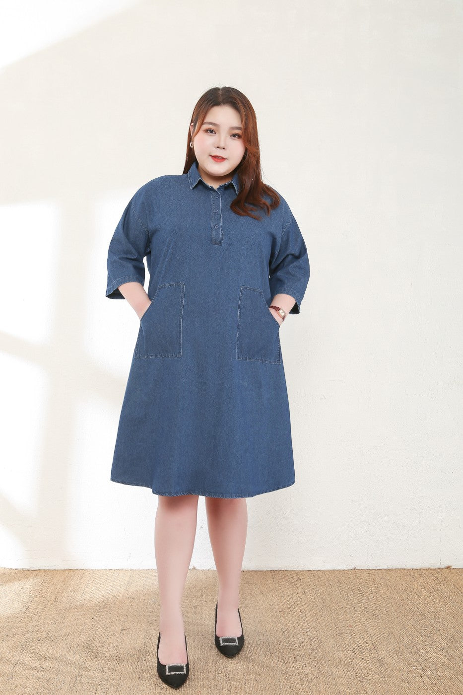 Chloe Plus Size Denim Shirt Dress – Pluspreorder
