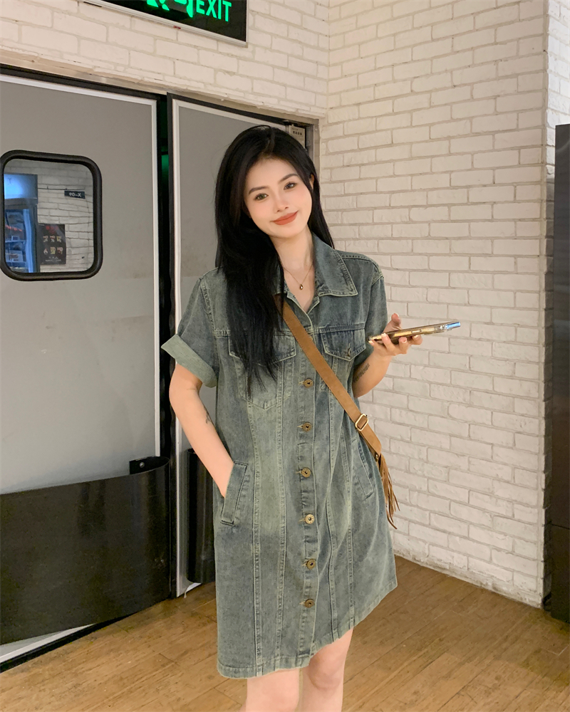 plus size denim shirt dress 2XL-6XL) A-Line (EXTRA BIG SIZE) Pluspreorder made dress for curvy women Plus Size Autumn Denim Dress