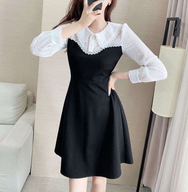 Plus Size Korean Lace Collar Shirt Dress