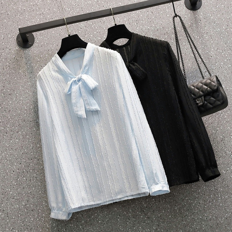 Plus Size Sheer Peplum Blouse