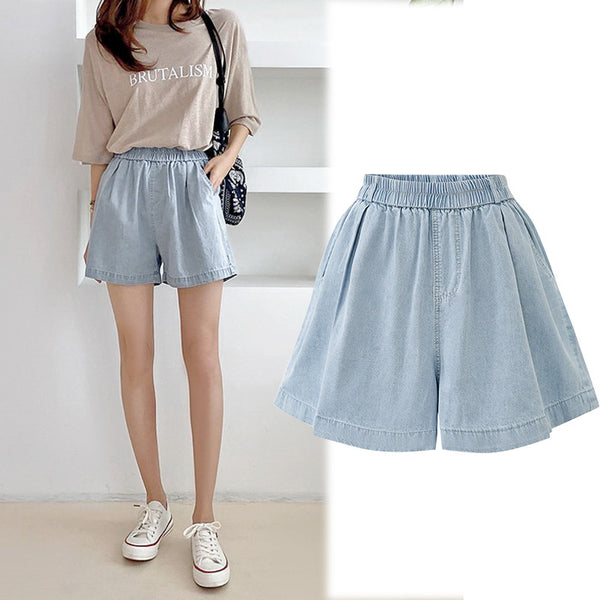 Plus Size Stretchband Denim Shorts