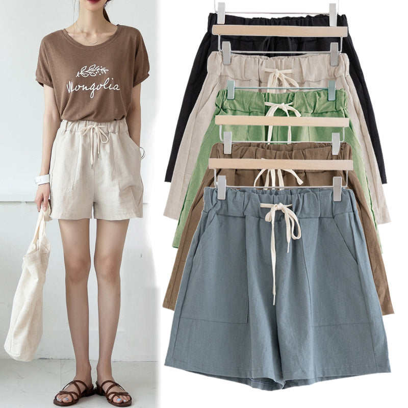 Plus Size Drawstring Pockets Shorts