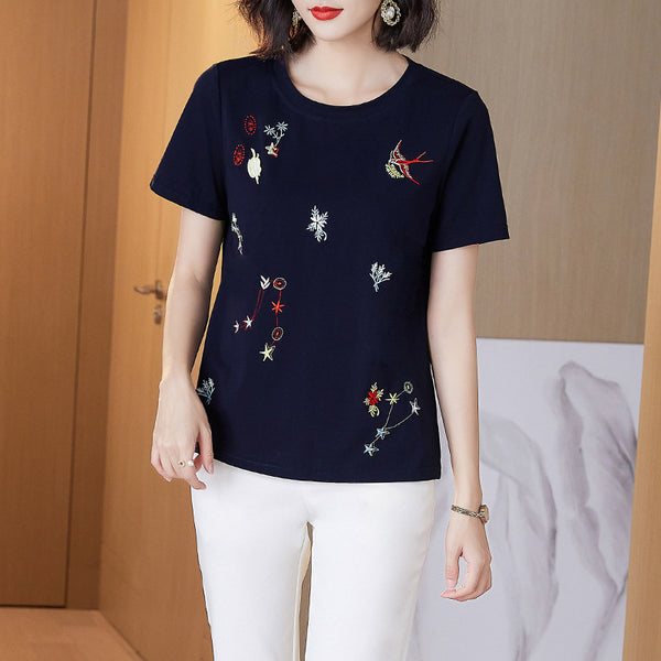 Plus Size Sparrow Embroidered T Shirt