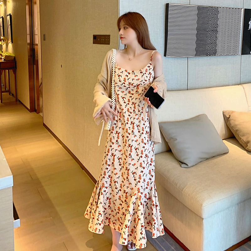 Plus Size Korean Ditsy Floral Camisole Midi Dress  Pluspreorder