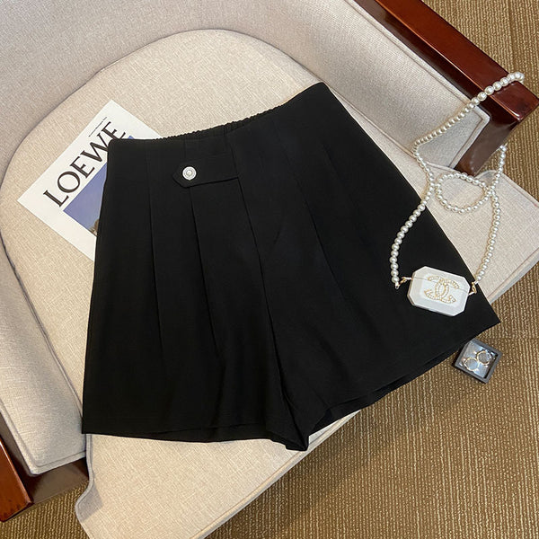 Plus Size Gem Button Shorts