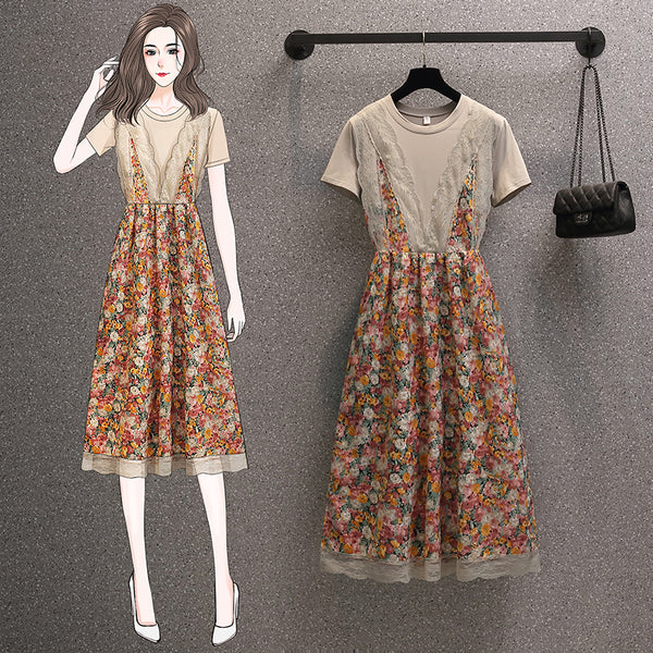 Plus Size Korean Floral Midi Dress