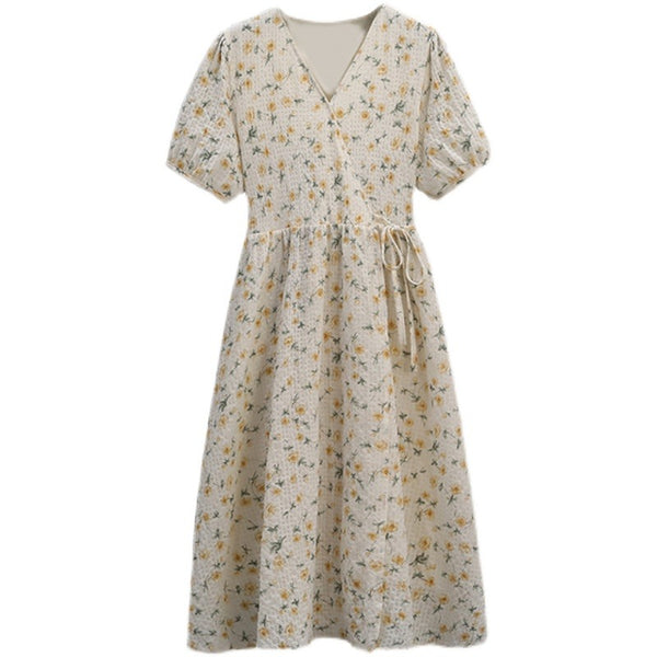 Plus Size Daisies White Wrap Midi Dress