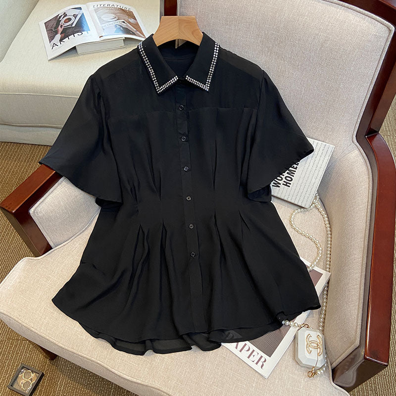 Black sheer plus size blouse hot sale