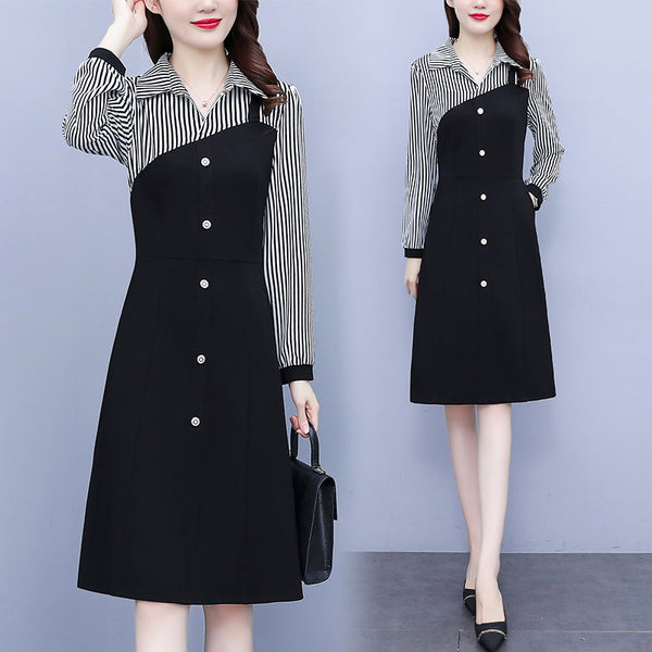 Plus Size Stripe Work Shirt Dress