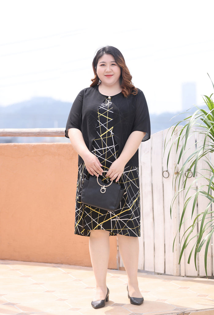 Plus Size Printed Chiffon Layer Dress – Pluspreorder