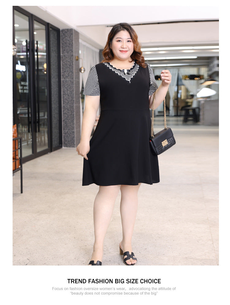 XL-7XL) Plus Size Black Brooch A Line Dress (EXTRA BIG SIZE)  Pluspreorder