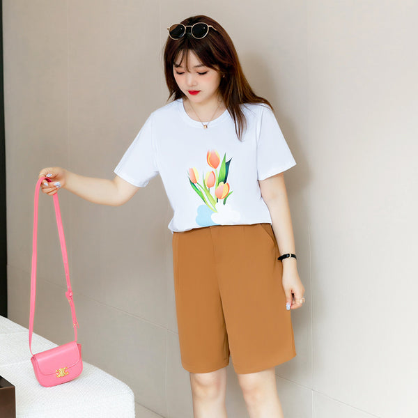 (XL-7XL) Plus Size Cotton Floral Graphic T Shirt (EXTRA BIG SIZE)