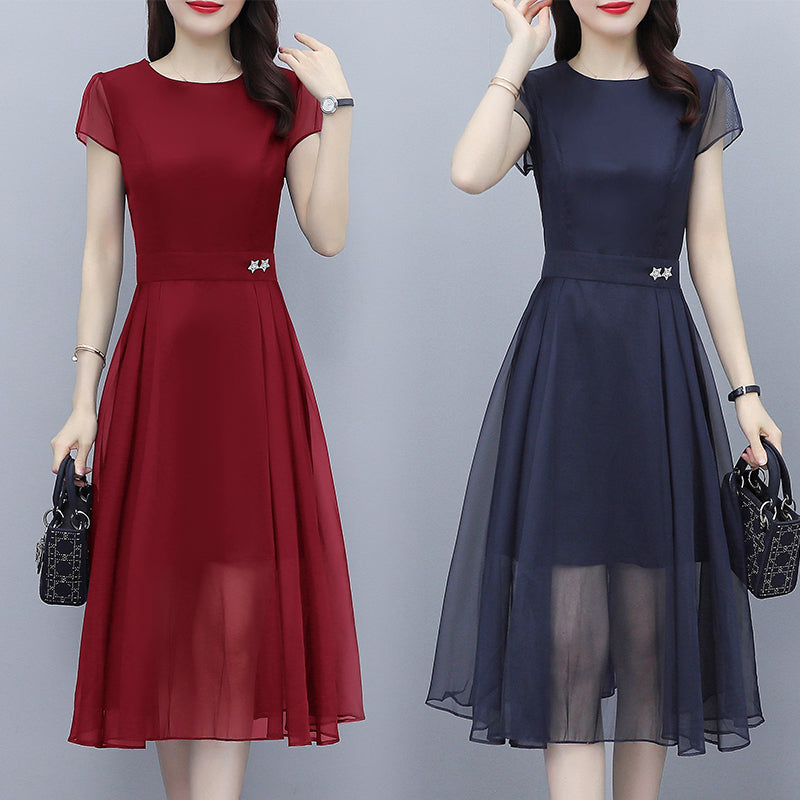 Plus Size Formal Sheer Hem Midi Dress