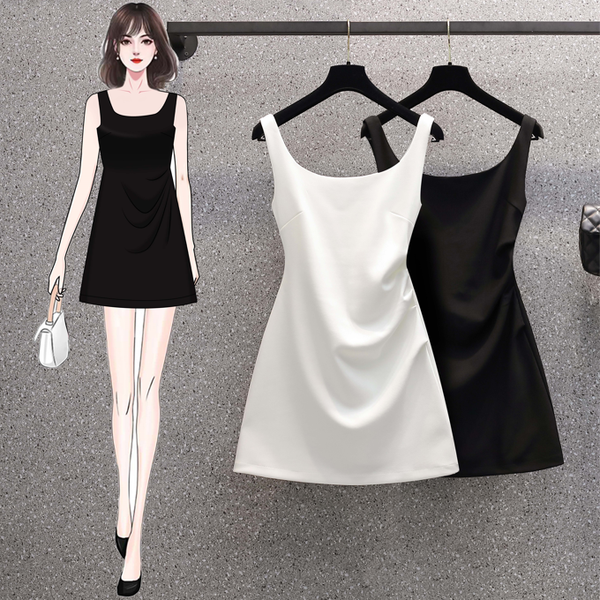 (Special Price!) Plus Size Square Neck Mini Sleeveless Dress