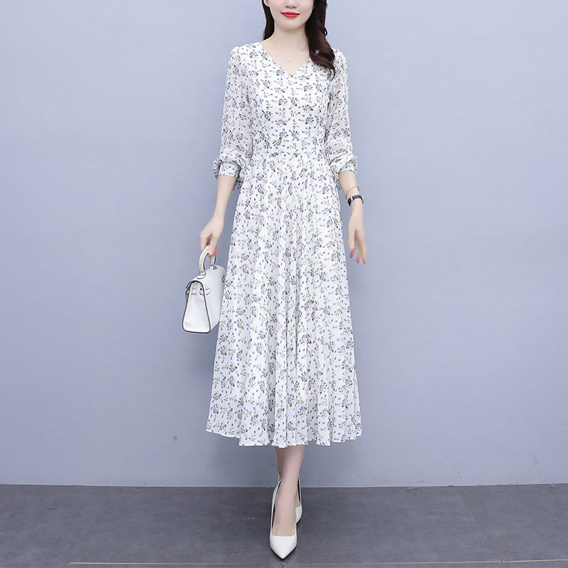 Plus Size V Neck Floral Midi Dress