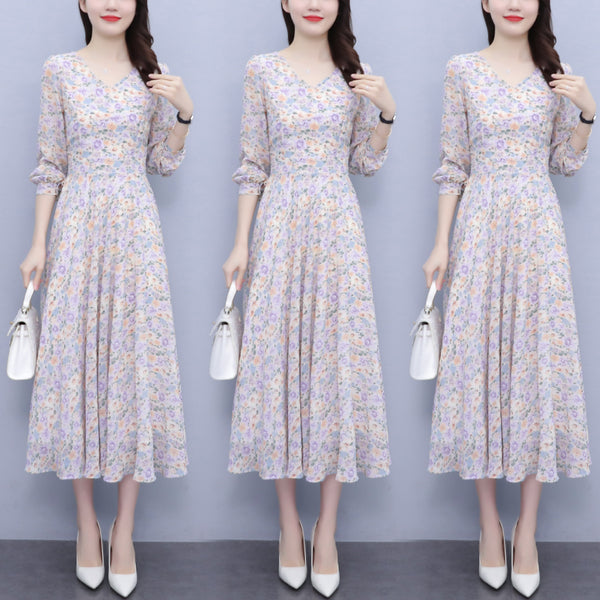 Plus Size V Neck Garden Floral Midi Dress