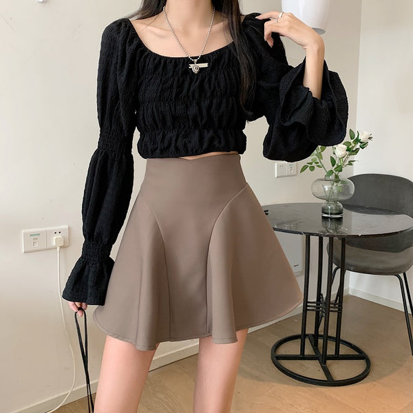 Plus Size Korean Fluted Flare Mini Skirt