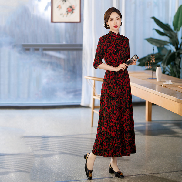 Plus Size Formal Ditsy Floral Cheongsam