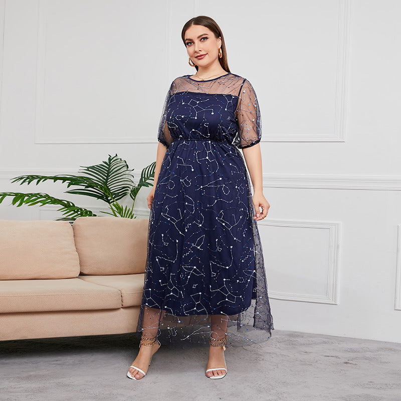 Plus Size Mesh Embroidery Formal Evening Dress – Pluspreorder
