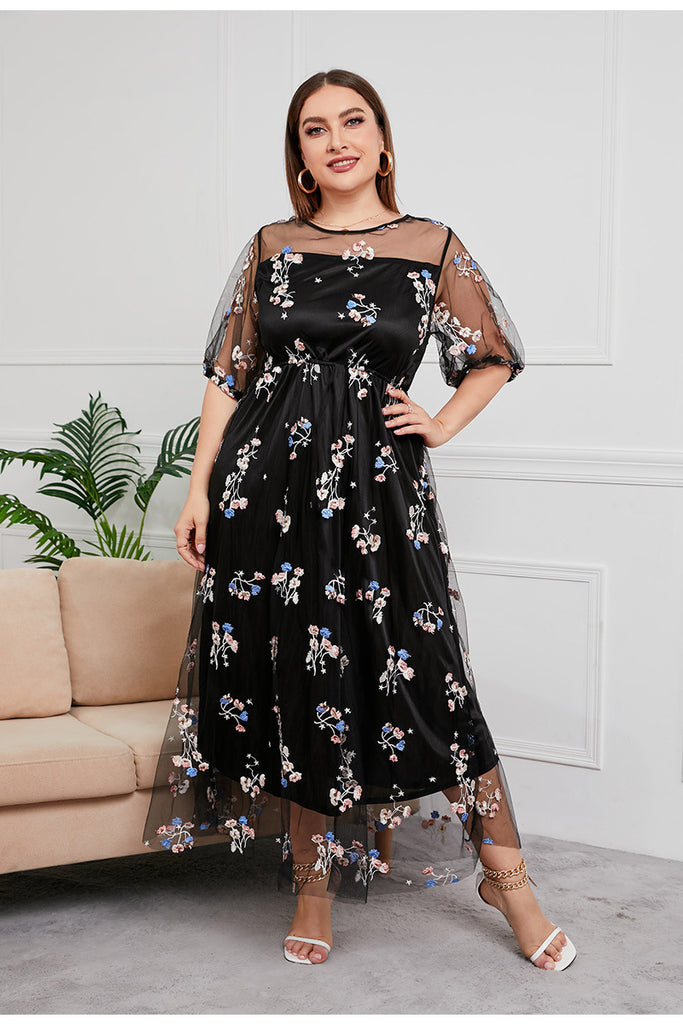 Plus Size Mesh Embroidery Formal Evening Dress Pluspreorder