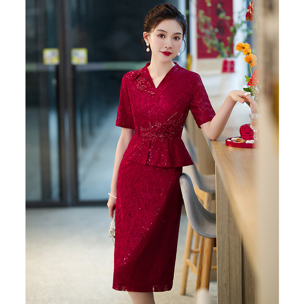 Plus Size Formal Lace Cheongsam Chinese Dress (Mother Of The Bride / Groom Suitable)