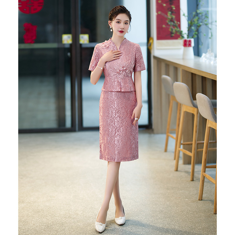 Plus Size Formal Lace Cheongsam Chinese Dress Mother Of The Bride