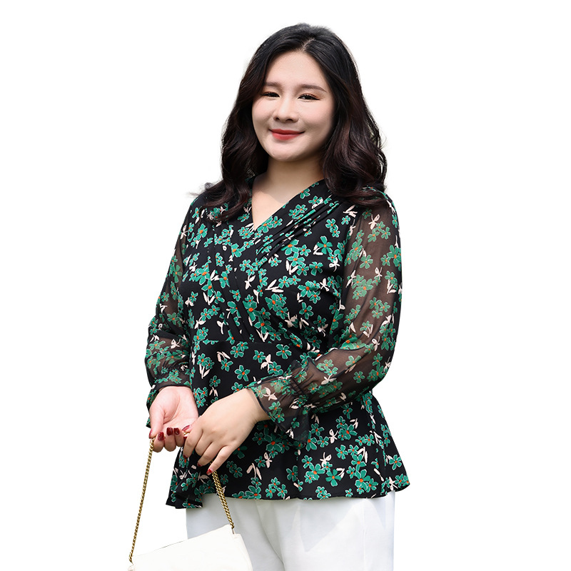 green chiffon blouse long sleeve