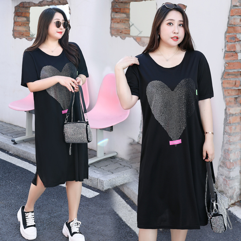 Plus Size Heart T Shirt Black Dress (Extra Big Size) – Pluspreorder