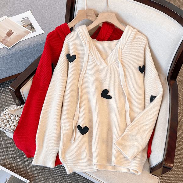 Plus Size Korean Hearts Thick Sweater